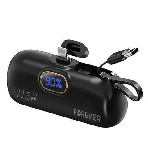 Forever Batterie De Secours 5 000 Mah Ultra Compacte Avec Connecteur Lightning Et Cable Usb-c