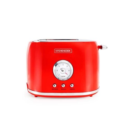 KitchenCook Retro Toast Red - Rouge - Grille-pain Rétro 2 Fentes - 7 Niveaux - 800 W