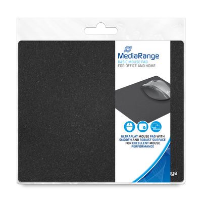 Mediarange Tapis de souris - Noir - Antidérapant - Surface en tissu - 21x18 cm