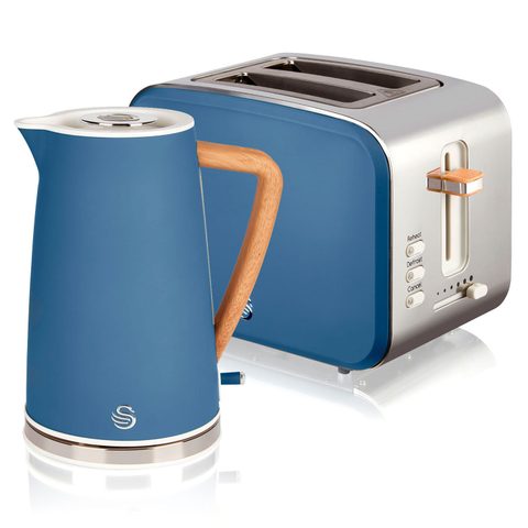 Swan Set Petit-déjeuner Bouilloire Sans Fil 1,7 L Grille-pain 2 Nordic Bleu Stp2090bluneu 2200w