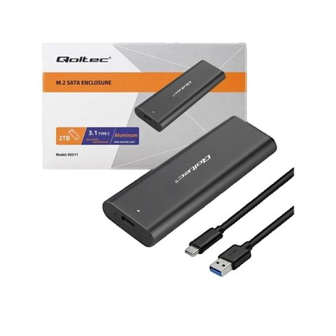 Qoltec Enclosure - M2 SATA SSD - USB Type C - 2 To - 6 Gb/s