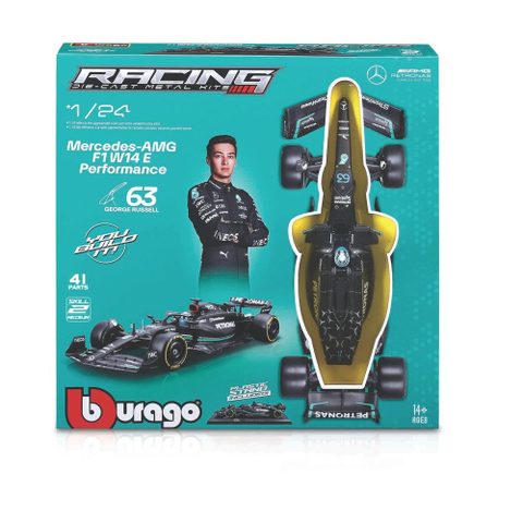 Bburago Maquette Mercedes-amg F1 W14 E Performance George Russell 1/24 Métal Noir/turquoise/or 19cm