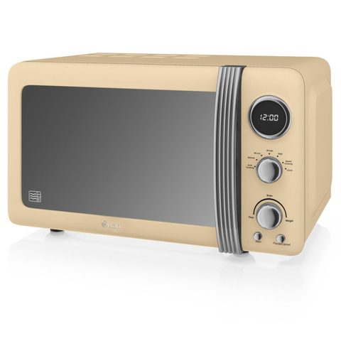 Swan Retro Micro-ondes Numérique 20l, 5 Niveaux Puissance, Décongélation, Minuterie Sm22030cneu 800w