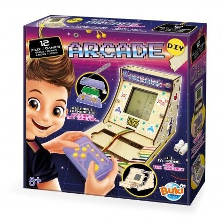 Buki Borne d'Arcade Personnalisable avec 12 Jeux Classiques et Autocollants
