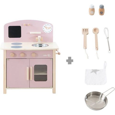 Roba Cuisine en bois pour enfant - Équipée avec accessoires - Rose