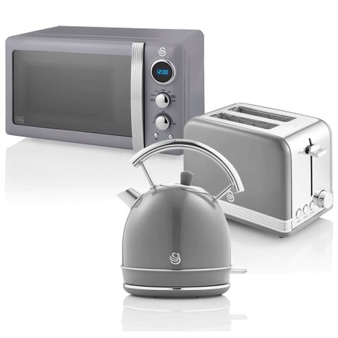Swan Retro Set Petit-déjeuner Bouilloire 1,8l Grille-pain 2 Tranches Micro-ondes 20l Strp2070grneu 850w
