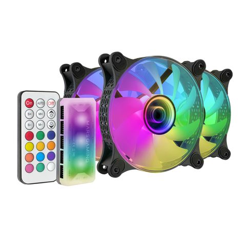 Mars Gaming MF3DKIT système de refroidissement d'ordinateur Boitier PC Ventilateur 12 cm Noir 3 pièce(s)