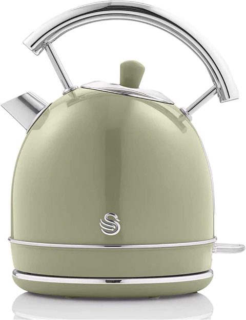 Swan Retro Bouilloire, 1,8 L, Acier Inoxydable sans BPA, Résistance Cachée, sans Fil 3000W SK14630GN