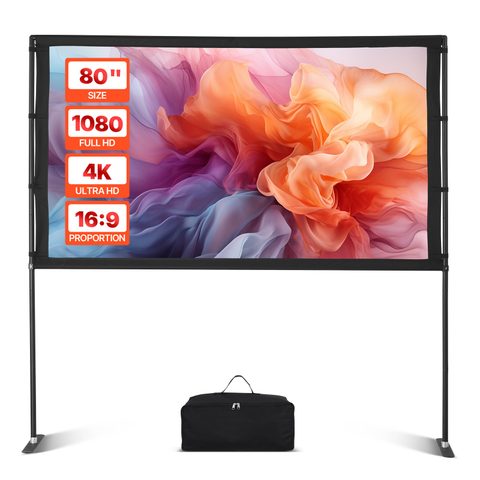 Vevor Écran De Projection Avec 2 Pieds 203,2 Cm 4k Hd 16:9 Grand Angle 160°