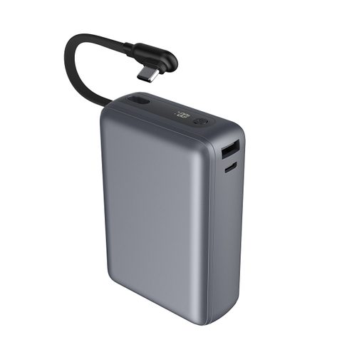 Force Power Powerbank 20000mAh 2 ports USB A+C 40W PD/QC Câble intégré Gris Sidéral + Garantie à vie
