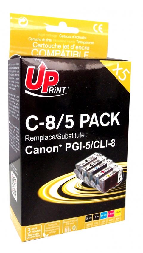 Uprint Pack Compatible Canon Pgi-5/cli-8, 5 Cartouches