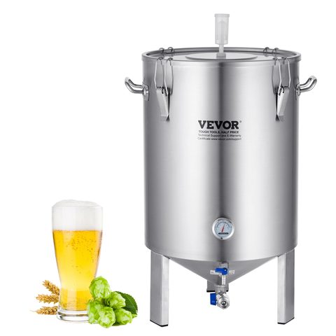 Vevor Cuve brassage bière inox 304, 60L, avec base, couvercle, robinet, thermomètre, pour brasseur maison