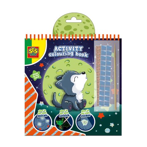 Ses Creative Cahier d’activités de coloriage phosphorescent 3 en 1