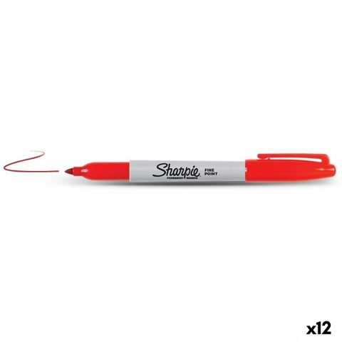 Sharpie Marqueur Permanent Fine Point Rouge (12 Unités)