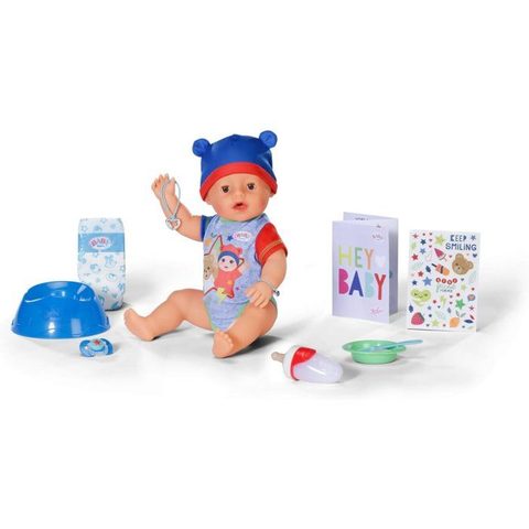 Baby Born Poupon - Jonas - 10 fonctions réalistes - 10 accessoires - Bleu et Rouge - 43cm - Dès 3 ans