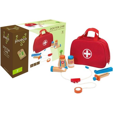 Johntoy Jouéco Mallette De Médecin Avec Accessoires En Bois 8 Pièces