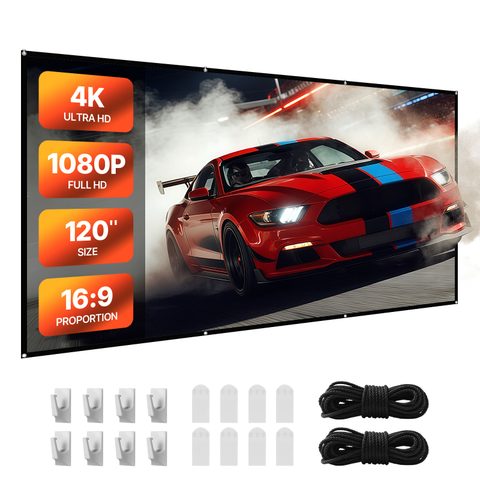 Vevor Écran De Projection Mural 3048 Mm 16:9 4k 1080 Hd Pour Cinéma Domicile