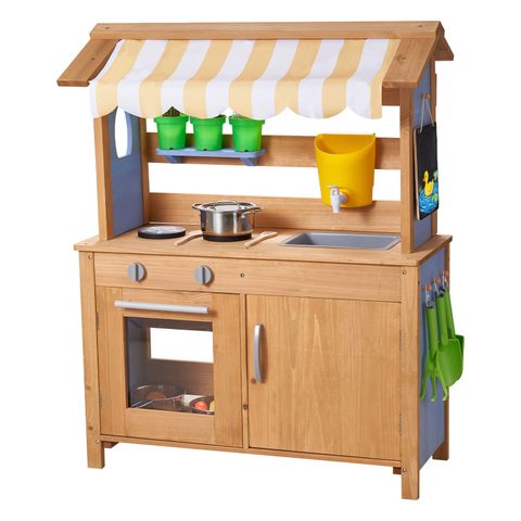 Vevor Cuisine à Boue Patouille Extérieur Enfant en Bois Évier Auvent Pare-soleil