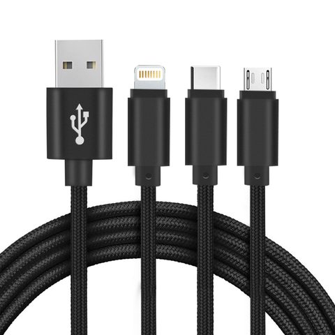 Setty Câble USB 3 en 1 Charge Cordon robuste 1m de long