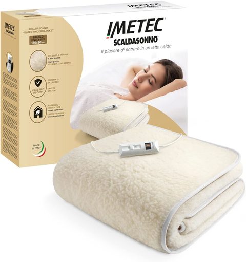 Imetec 16799 Couverture Et Coussin Chauffant Couverture Chauffante 55 W Blanc Laine