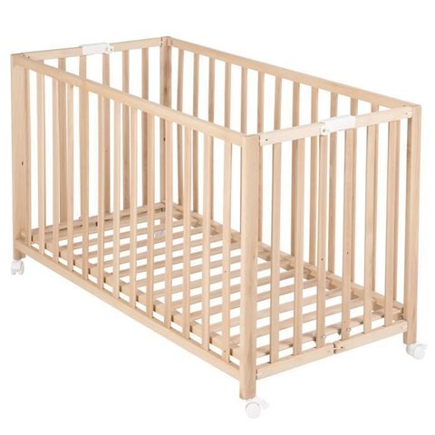 Roba Lit Bébé Pliant - 60 X 120 Cm - Fold Up - Roulettes - Bois