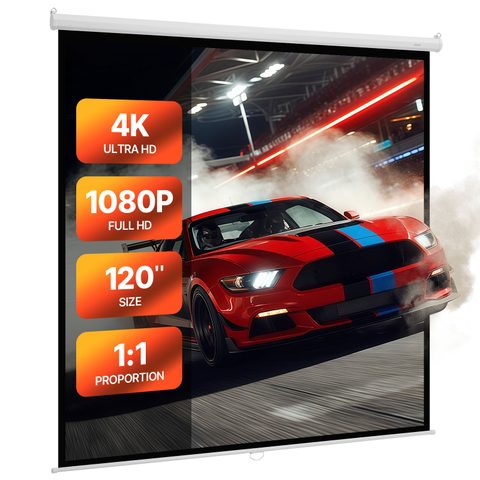 Vevor Écran De Projection Manuel 3048 Mm 1:1 4k Toile Murale Cinéma Domicile