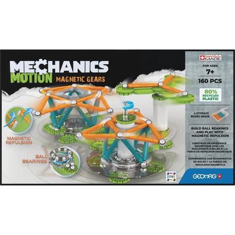 Gardenkraft Geomag Mechanics, Motion 160 Pcs, Construction Magnétique, Jeux Éducatifs