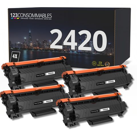 123consommables Pack 4 Toners Compatibles Brother Tn-2420