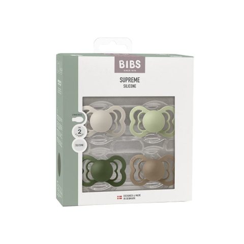 Bibs Sucette bébé - Supreme - Symétrique - T2 - Silicone - 4 pièces - Sand Sage Hunter Green Dark Oak