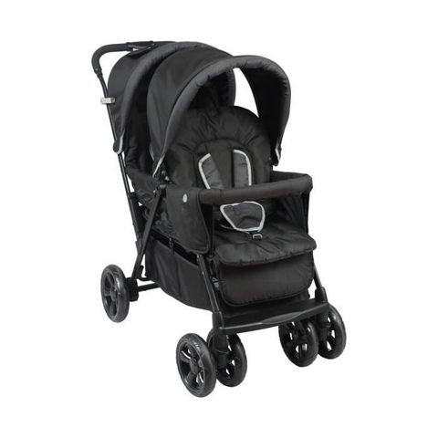 Bambisol Poussette Double - Toute équipée - Habillage pluie inclus - Pliage facile