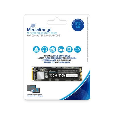 Mediarange Disque Dur Interne - M.2 2280 - 512 Go - NVMe PCIe 3.1 x4 - 20 Go/s