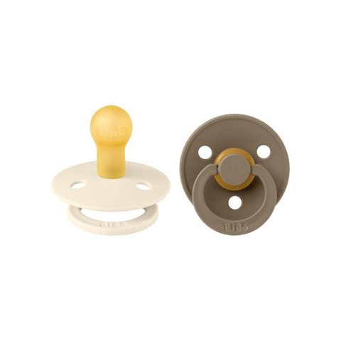 Bibs Sucette bébé - Colour - Embout rond - Pack de 2 - Caoutchouc naturel - Taille 1 Ivory Dark Oak