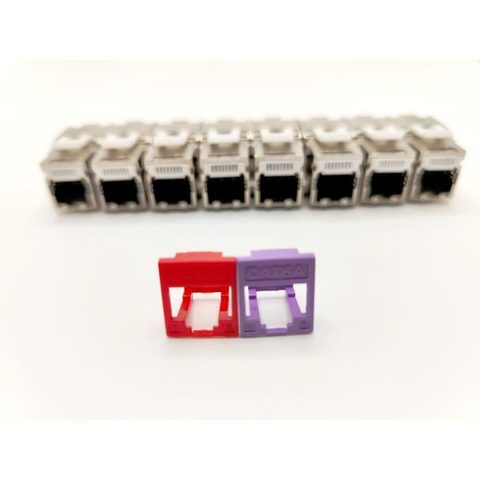 Lineaire Modules Keystone Rj45 Cat.6a Ligne Aire 8 Ports Avec 2 Façades Colorées Grises