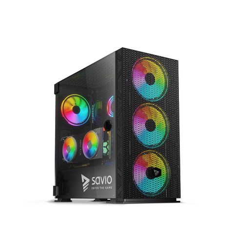 Savio Raptor X1 ARGB Tower 4 ventilateurs Verre trempé Commande vocale USB 3.0