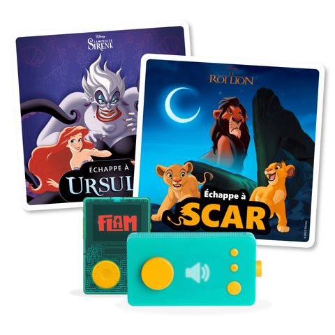 Lunii Pack 2 livres audio Disney - Défi Vilain: Échappe à Scar & Ursula - 1h05 d’écoute, 12 mini-jeux