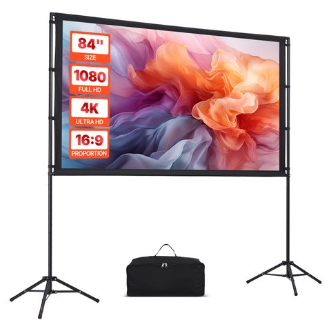 Vevor Écran De Projection Avec 2 Trépieds 213,4 Cm 4k Hd 16:9 Grand Angle 160°