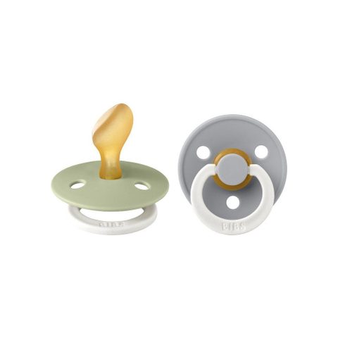 Bibs Sucette bébé - Colour - Anatomique - T2 - Phosphorescente - Caoutchouc naturel - Sage Cloud - Pack de 2