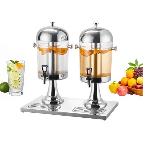 Vevor Distributeur 2x8 L, acier inox, avec plateau