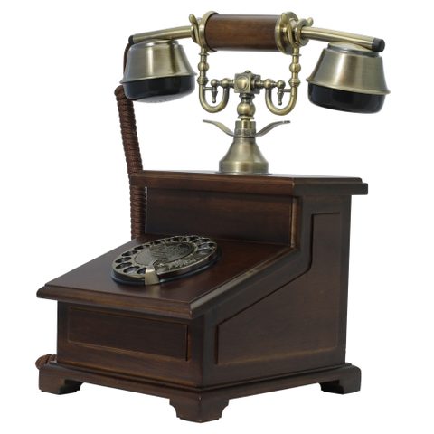 Opis 1921 Cable E - Téléphone Rétro En Bois Et Metal Avec Cadran Rotatif