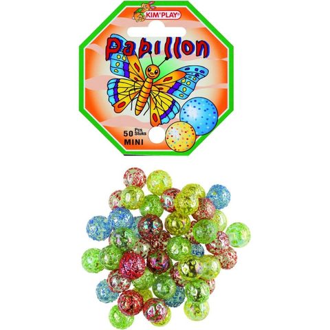 Kim'play Mini Billes - Filet De 50 Billes - Assortiments Couleurs - Papillon - Jeu