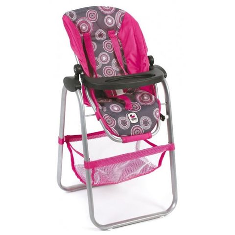 Bayer Chic 2000 Chaise Haute De Poupée Rose Imprime - 65587 - Accessoire Poupon