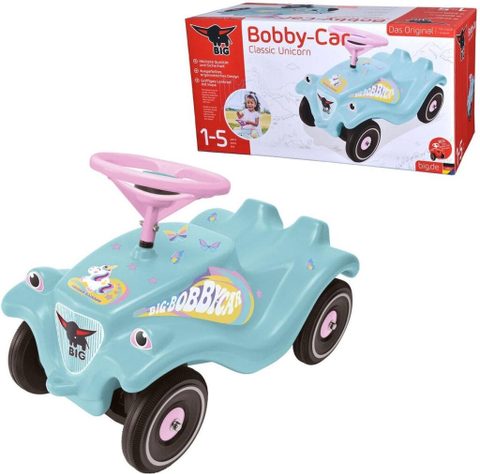 BIG Véhicule d'enfant Bobby Car Classic Unicorn Rose Turquoise 4 roues