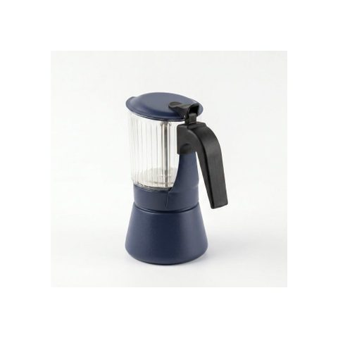 Inoxibar Cafetière Italienne Clair Bleu 9 Tasses Inox Verre Borosilicate Induction