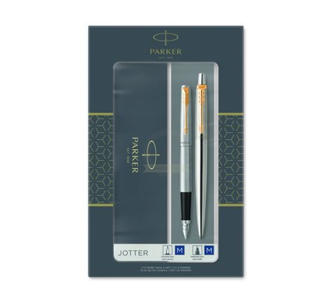 Parker 2093257 Ensemble De Stylos Noir, Chrome, Or 2 Pièce(s)