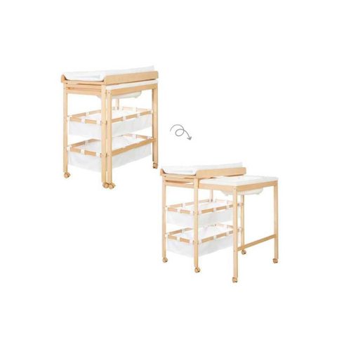 Roba Table À Langer Transformable Bois Clair Naturel Et Blanc 56 X 83 X 100 Cm