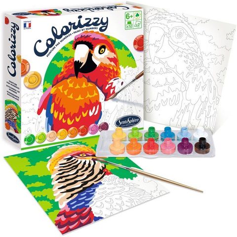 Sentosphere Peinture Acrylique - Colorizzy - Oiseaux - Peinture à numéro pour jeunes artistes - Dès 8 ans