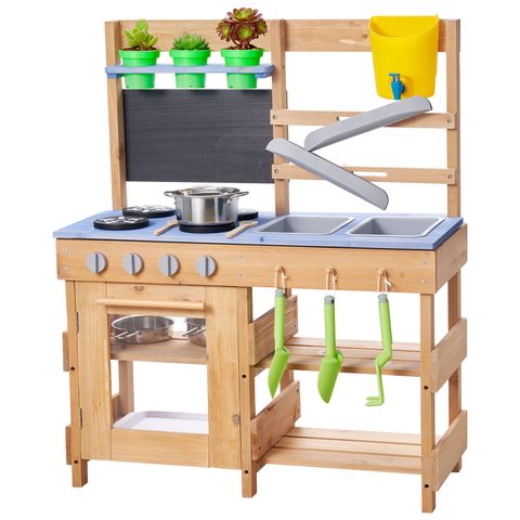 Vevor Cuisine à Boue Patouille Extérieur Enfant en Bois avec Pelles à Jardiner