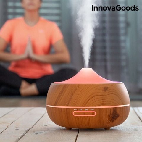 Innovagoods Humidificateur À Diffuseur D'arômes Avec Led Multicolore Wooden-effect