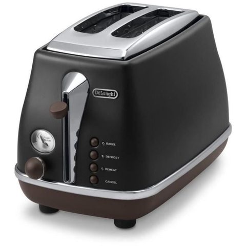 Delonghi Grille-pain - CTOV2103.BK - 900 W - 2 fentes - Noir mat / Chocolat