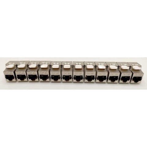 Lineaire Modules Keystone Rj45 Cat.6a Stp 360° Blindé Court Gris Lot De 12